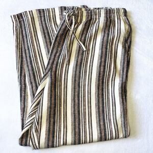 Orvis Womens Linen Blend Pants - Brown White Stripe, Size L